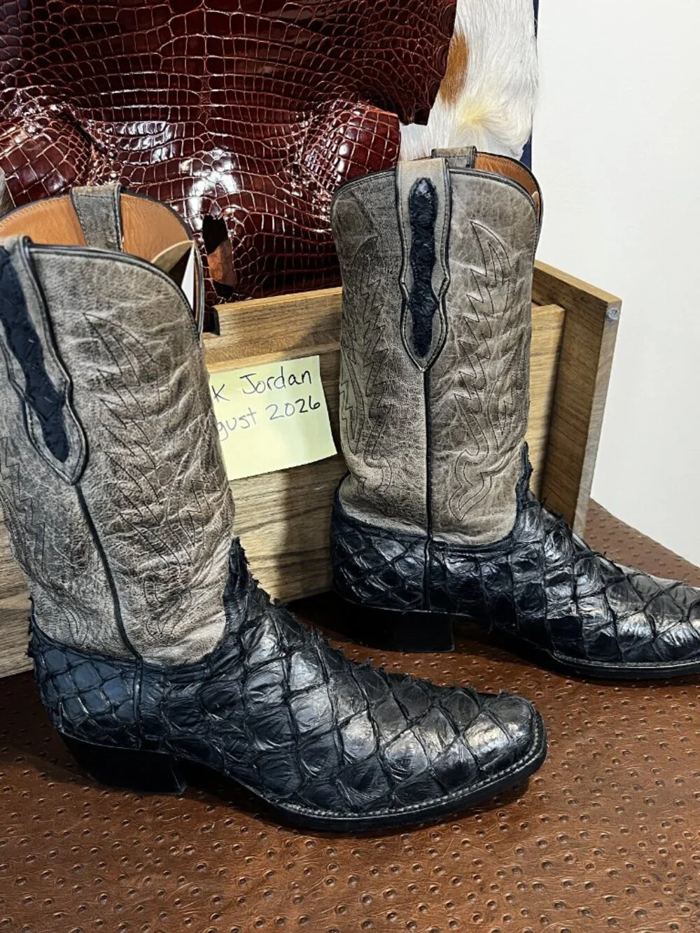 Black Jack Arapaima/Pirarucu Fish Cowboy Boots in Men's Size 11.5D